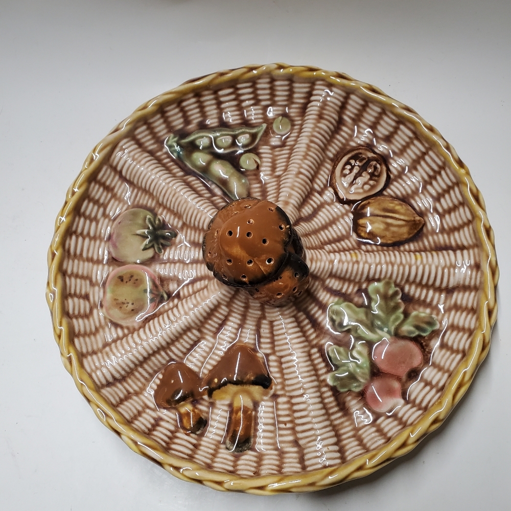 Vintage Tilso Japan Divided Appetizer Plate with Mushroom Toothpick Holders 70s
